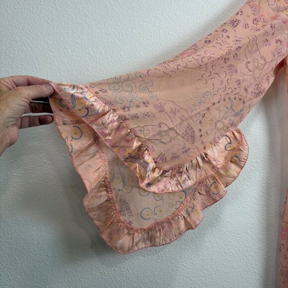 NWT Ebene Patrick Assuline Peach Sheer Kimono Robe Size 2 Duster Embroidered - Picture 7 of 14